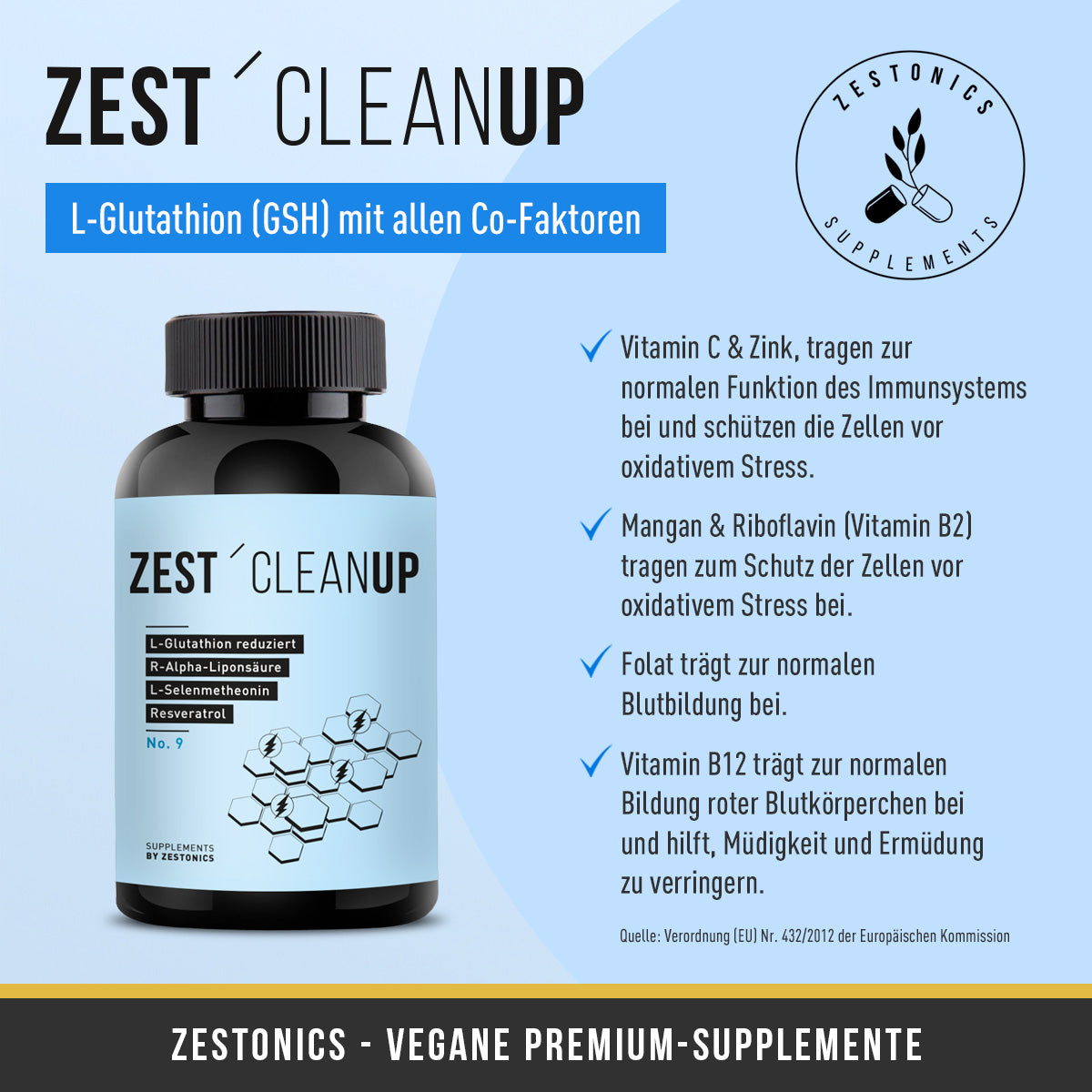 ZEST'CLEANUP - L-Cystein, L-Glutathion reduziert, Magnesium-L-Threonat u.v.m. ZEST'CLEANUP - L-Cystein, L-Glutathion reduziert, Magnesium-L-Threonat u.v.m.