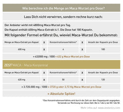 ZEST’MACA: Maca-Wurzel (50:1-Extrakt) – 1 Kapsel enthält umgerechnet 31 g Wirkstoff (1x90g)